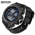 SANDA Men Sports Quartz Watches Dual Display LED Electronic Digital Wristwatches Waterproof Military Watch Relogios Masculino